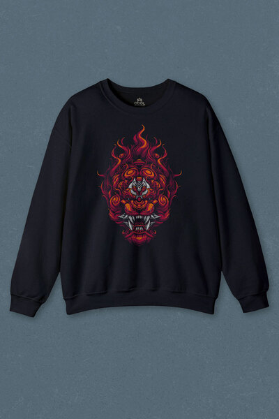 so cool Hanorac Albastru Marin Leu Cap de Foc Leu Japonia Masca Imprimata Transpiratie Unisex