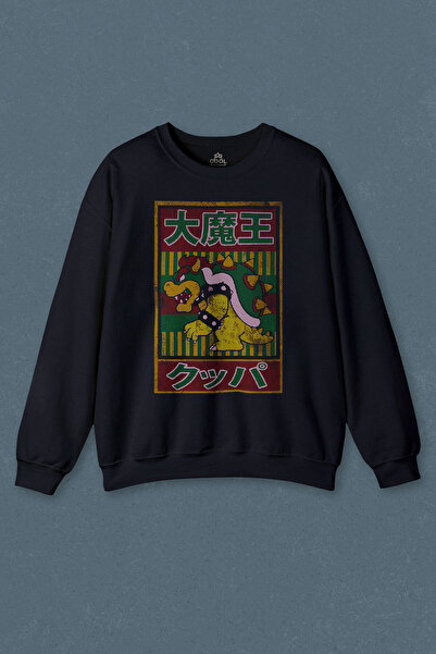 so cool Hanorac bleumarin Super Mario Bowser japonez poster imprimat transpirație unisex