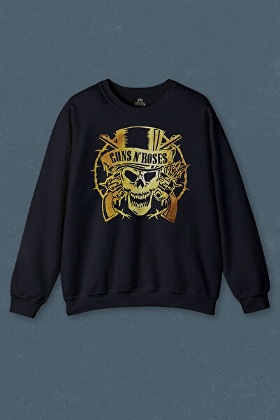 so cool Hanorac Albastru Marin Guns N Roses And Rock Music Printed Unisex Sweat