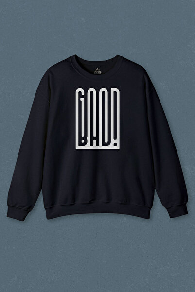 so cool Hanorac bleumarin Good Bad Text Tipografie Good Bad Imprimat unisex