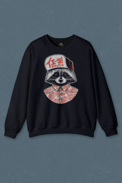 so cool Синя кофта з принтом силуету єнота в сорочці