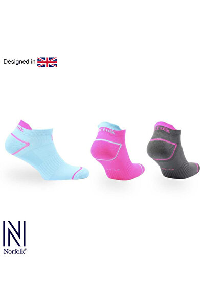 NORFOLK Caretta Екологични Repreve® ниски чорапи за бягане и ходене, 3 чифта, сини-фуксия-антрацит