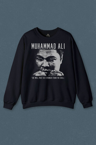 so cool سويت شيرت باللون الأزرق الداكن محمد علي بوكس يجب أن يكون أقوى من العرق المطبوع للجنسين