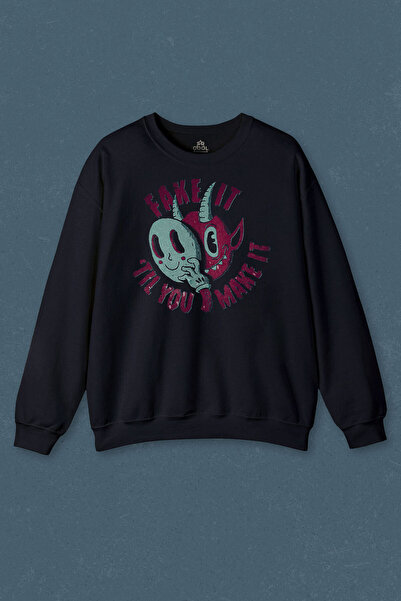 so cool Hanorac albastru bleumarin Fake It Till You Make It Transpirație unis...