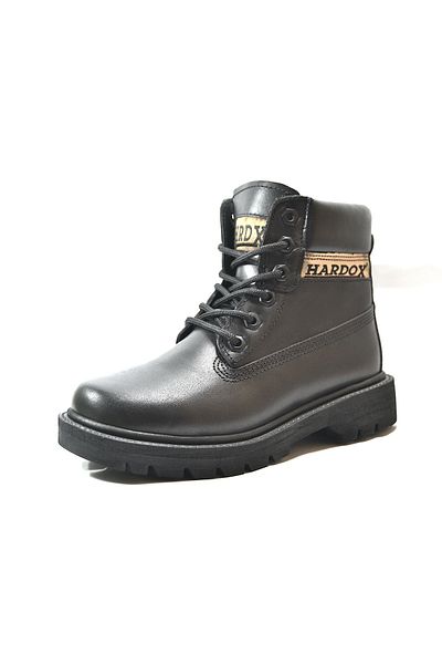 Onlo Ayakkabı Onlo Shoes HD.861 Γνήσιο Δερμάτινο Μαύρο Δεμένο Μποτάκι για Αγόρι