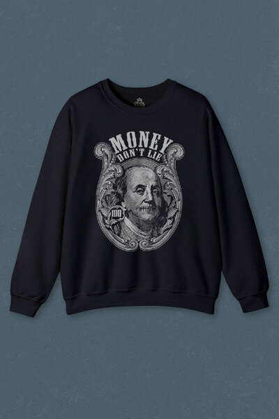 so cool سترة Keep It 100 Money Don't Lie مكتوبة باللون الأزرق الداكن للجنسين ...
