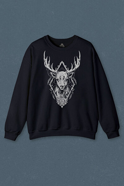 so cool Hanorac Albastru Marin Deer Animal Street Culture Imprimat unisex