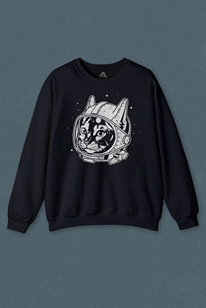 so cool Μπλε ναυτικό φούτερ Unisex Cat Cosmonaut Meow Astronaut Cat Nasa Spac...