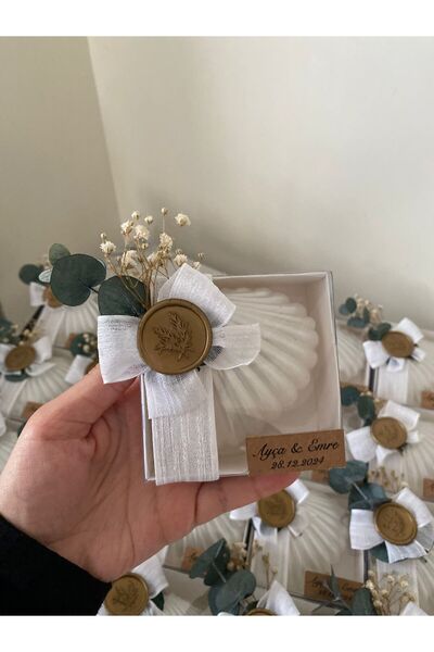 Tasarım Periniz Özel Tasarım Kutulu İncili Mühürlü Istiridye Mum Düğün, Nişan...