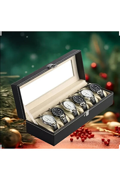 Yasee Carcasă organizatoare pentru ceasuri din piele naturală, cu 6 compartim...