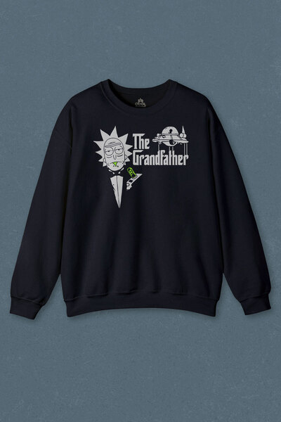 so cool سويت شيرت باللون الأزرق الداكن بدلة العراب والجد مطبوعة للجنسين