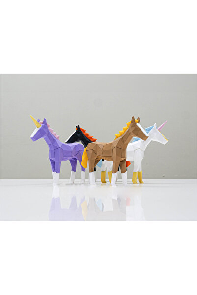 Mivodi Mıknatıslı 3D At ve Unicorn Puzzle 3D At ve Unicorn Yapboz & Mıknatıslı Puzzle (Siyah)
