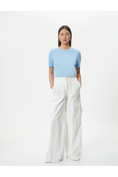 Koton Women's Blue T-Shirt 4SAK60006EK