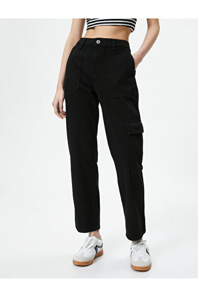 Koton Kargo Kot Pantolon Kısa Düz Paça Standart Bel Cepli Pamuklu - Eve Jean