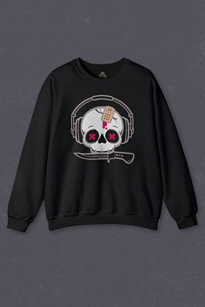 so cool Unisex majica sa slušalicama za slušanje muzike, lubanja, nož, flaste...