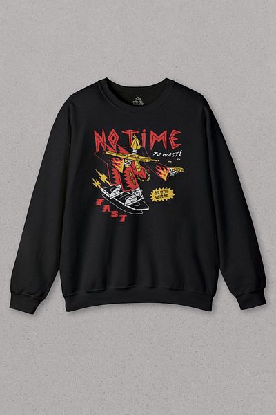 so cool Unisex φούτερ No Time To Waste Skateboard Urban Streetwear Φούτερ με στάμπα