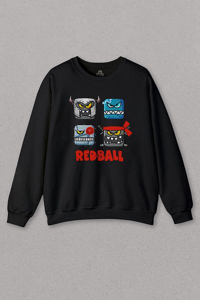 so cool Unisex Black Sweatshirt Red Ball Crazy Red Ball Redball Game Gamer Printed Sweat