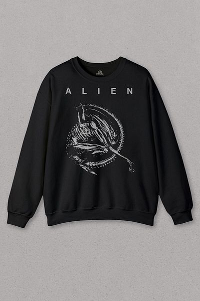 so cool Unisex Black Sweatshirt Creature Alien Covenant Cinema Movie Poster Printed Sweat