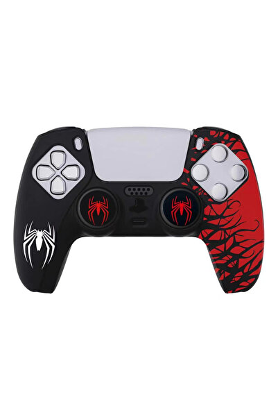 DeadSkull PS5 Dualsense Spider-Man Koruyucu Silikon Kılıf + Analog silikon Koruyucu
