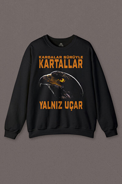 Crows Swarm Eagles Fly Alone Printed Eagle Head Printed Sweatshirt