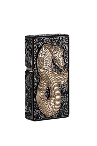 HK GİFT SHOP KOBRA YILAN KABARTMA OROJİNAL BENZİNLİ ÇAKMAK KOLEKSYONLUK