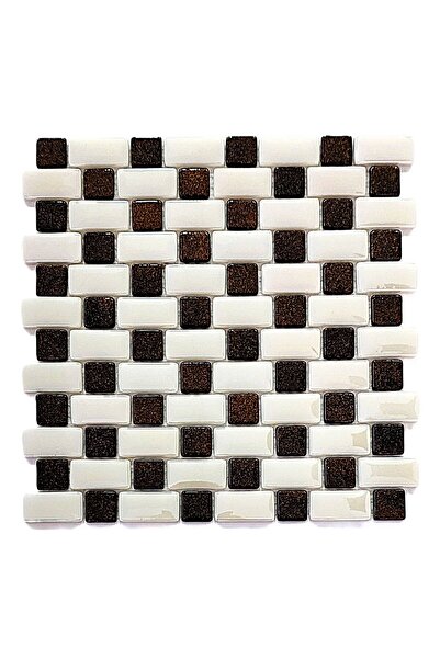 MozaiKristaL Tüm yüzeyler için 25x50mm Bej-G.Kahve, 31.5x31.5cm Fileli Cam Mo...