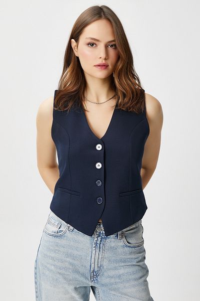 Ritnice Women's Milena Lined Navy Blue Vest