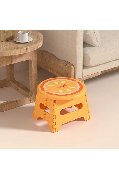 Choice 24.5x18x18cm Orange 2024 New Plastic Thickened Fold Stool Cartoon Creative Portable Low Stool Outdoo