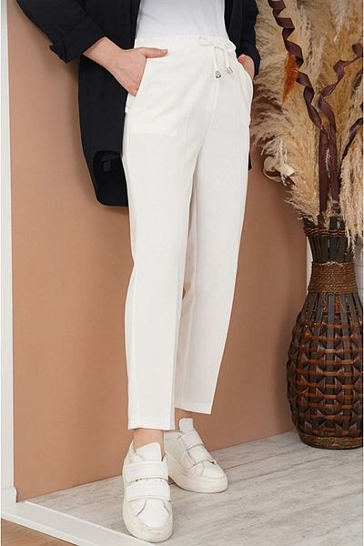 MODA EBER By Aydi̇n Women's Elastic Waist with Carrot Cut Pocket Detail