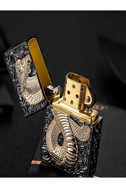 HK GİFT SHOP KOBRA YILAN KABARTMA OROJİNAL BENZİNLİ ÇAKMAK KOLEKSYONLUK