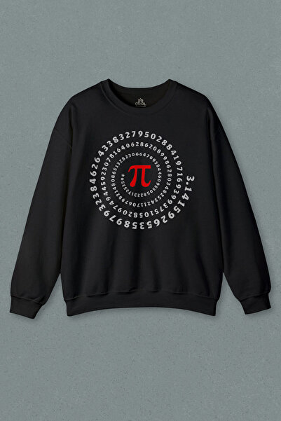 so cool Unisex Siyah Sweatshirt Pi Sayısı 3,14 3.14 Circle Çember Matematik Baskılı Sweat