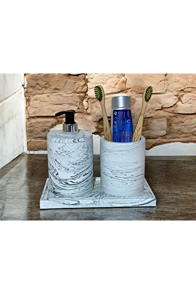 Chiko Mall Natural Looking Marble Inspired Concrete Bathroom Accessory Set (3...