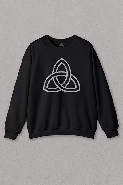 so cool Унисекс черен суитшърт Triquetra Triangle Life Death Restart Logo Printed Sweat Psw01s-16