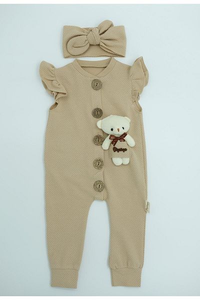 popshops baby Teddy Bear Bandana Jumpsuit
