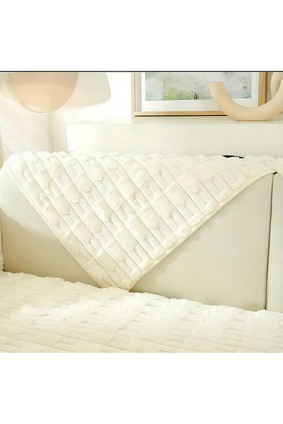MER HOME Suport pentru spate din pluș cu model dreptunghiular gros (1 buc) Dimensiune 70x70cm (crem)