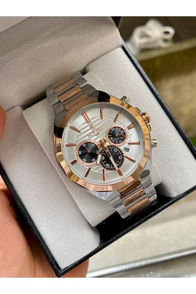 Reward Men's Silver Color Steel Wrist Watch - 3 Atm Waterproof Bracelet Gift