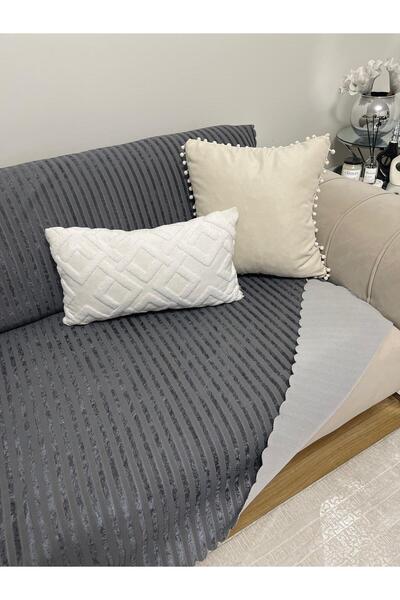 x1marka Bambu Süngerli Koltuk Çekyat Örtüsü*** Koyu Gri ***