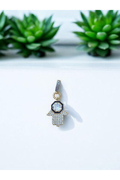Bade Zirkon Taşlı Fatma Ana Eli Model Mineli Çift Kullanım Kolye Ucu veya Ajd...