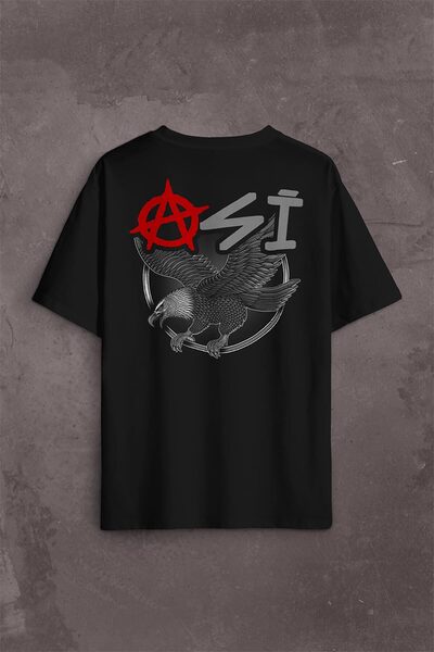 Kendim Seçtim Tricou negru supradimensionat unisex - Flying Eagle, Rebel Eagl...