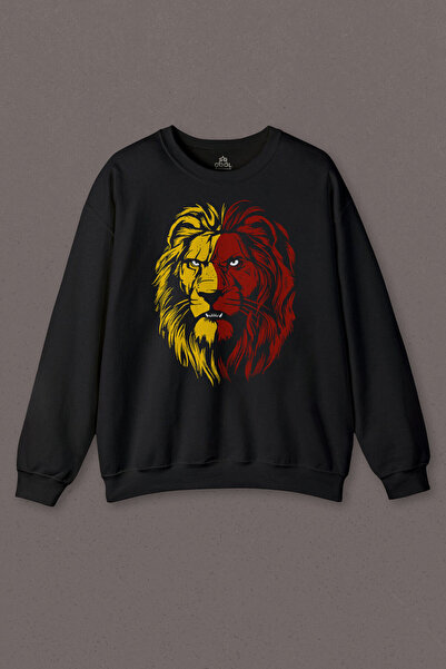 so cool Hanorac imprimat cu cap de leu, galben roșu, coamă