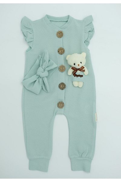 popshops baby Teddy Bear Bandana Jumpsuit