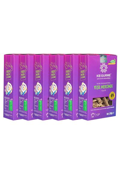 Kbgurme Glutensiz & Vegan Yeşil Mercimek Fusilli Makarna 200 gr 6 Adet