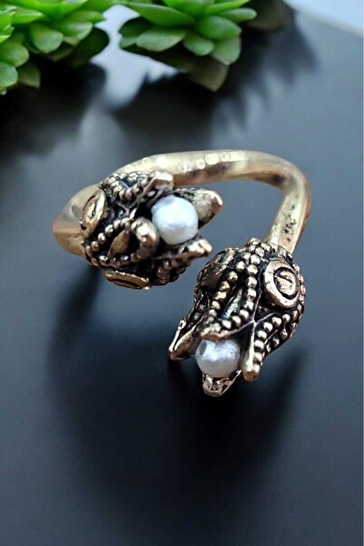 Öze Aksesuar خاتم التوليب مع اللؤلؤ الطبيعي خاتم النحاس والبرونز