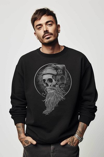 so cool Hanorac imprimat cu craniu și căști pentru ascultare muzică