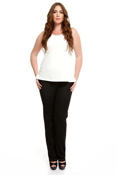 DEFNADA Plus Size Knitted Lycra Bluejean Trousers Black 38060