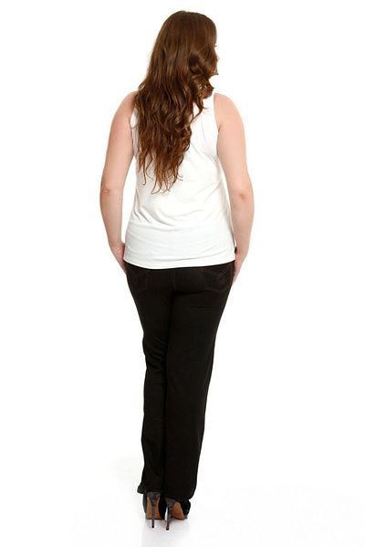 DEFNADA Plus Size Knitted Lycra Bluejean Trousers Black 38060