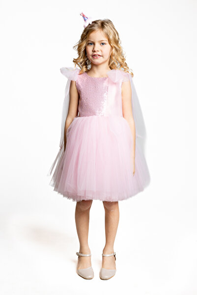 NAGİHAN Özel Tasarım Kız Çocuk Payetli Kolsuz Balerin Elbise 1504