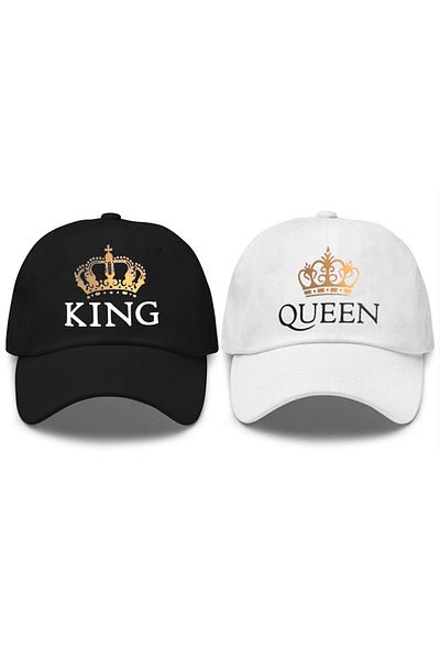 LEIVOR King & Queen Printed - Lover Couple Combination 2-Piece Snap Hat Set