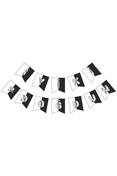 robotrend Ασπρόμαυρο χαρούμενο γενέθλια σου σημαιάκι