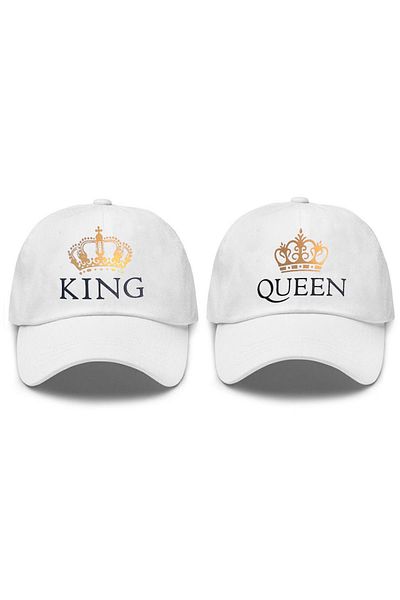 LEIVOR King & Queen Printed - Lover Couple Combination 2-Piece Snap Hat Set